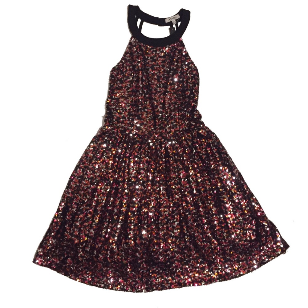 Xtaren red and black sequin mini dress